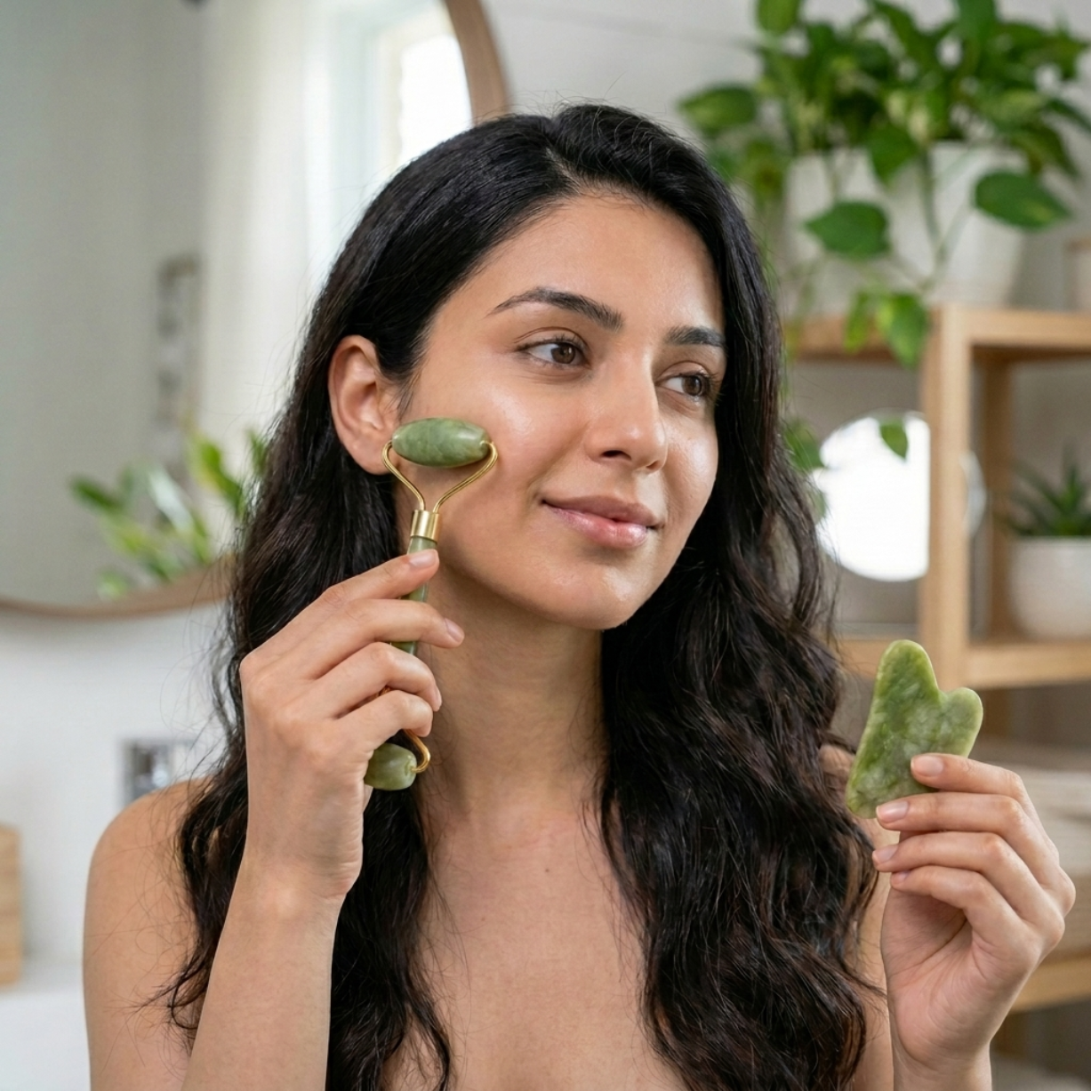 Rose Quartz Gua Sha + Jade Roller Set